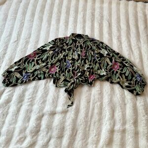 Rachel Zoe Black Tropical Beach Cropped Blouse